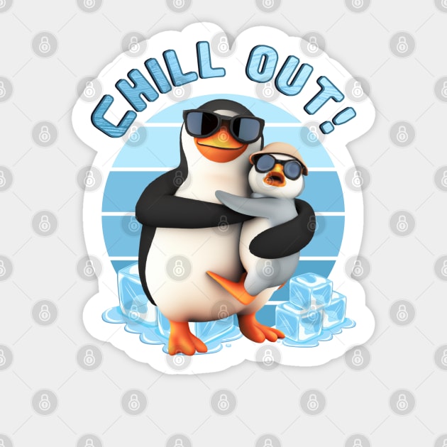 Chill Out Penguins Mom and Baby Sticker by FlippinTurtles